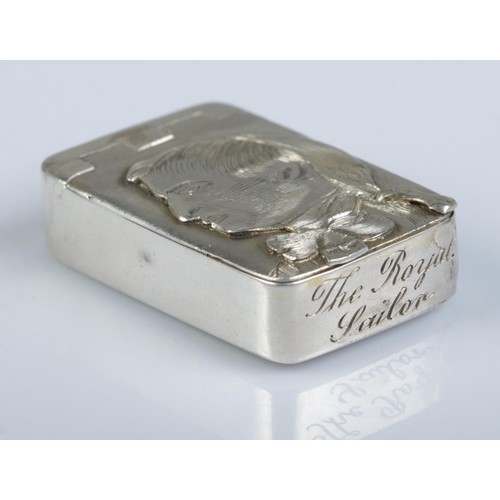 162 - A George III silver pill box 'The Royal Sailor'. Assay marks for Birmingham by Samuel Pemberton.
