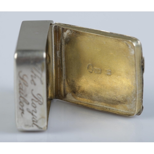 162 - A George III silver pill box 'The Royal Sailor'. Assay marks for Birmingham by Samuel Pemberton.