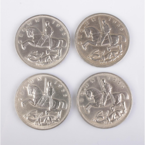 167 - Four George V silver jubilee 'Rocking Horse' crowns, 1935.