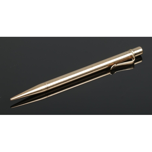 171 - A 9ct gold Mordan Everpoint propelling pencil by Sampson & Mordan. Length 11cm. Gross weight 19.5g.