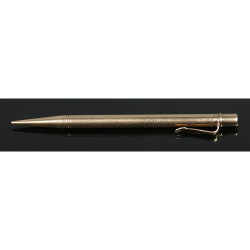 171 - A 9ct gold Mordan Everpoint propelling pencil by Sampson & Mordan. Length 11cm. Gross weight 19.5g.