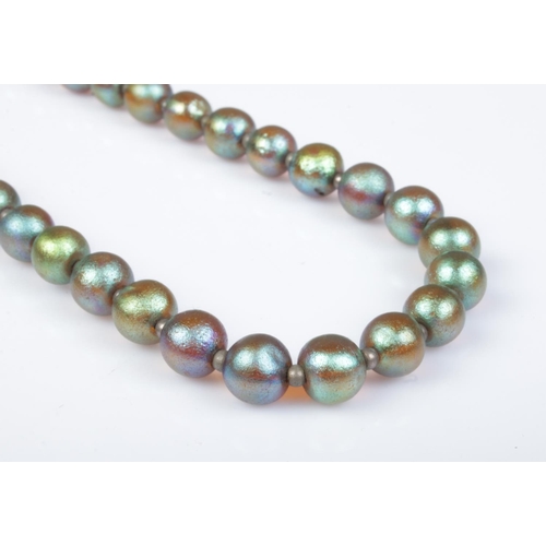 174 - An Art Deco WMF Myra Krystal iridescent bead necklace. Unclasped length 18 inches.