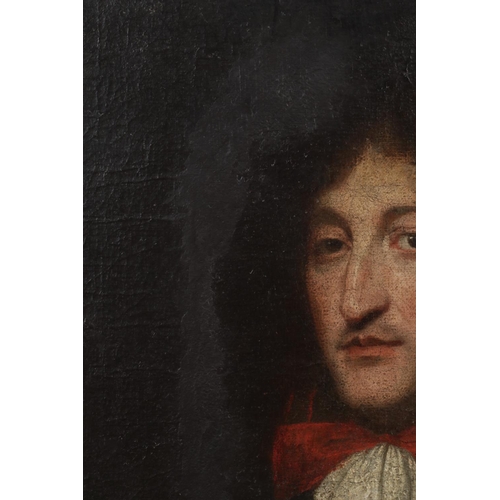 218 - French School; a 17th century parcel gilt framed oil on canvas, portrait of Louis Prince of Conde. 6... 