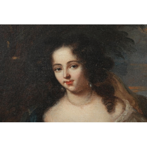 220 - After Simon Verelst (1644-1721), a gilt framed oil on canvas, portrait of a maiden in moonlit landsc... 