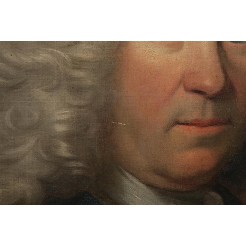 222 - An 18th century carved giltwood framed oil on canvas, portrait of a gentleman, said to be Waldive Wi... 