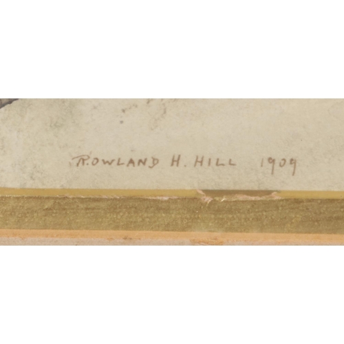 225 - Rowland Henry Hill (1873–1952), a gilt framed watercolour, country house gardens with figures. Signe... 