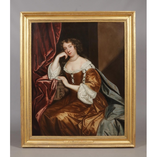 226 - Circle of Sir Peter Lely (1618-1680), a large gilt framed oil on canvas, portrait of a lady, said to... 