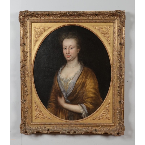 227 - Circle of Charles D'Agar (1669-1723), a gilt framed portrait of a lady, said to be Marchioness de Ka... 