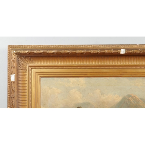 232 - Albert Dunington (British 1860-1928), a large gilt framed oil, Welsh landscape scene, Capel Curig. 5... 