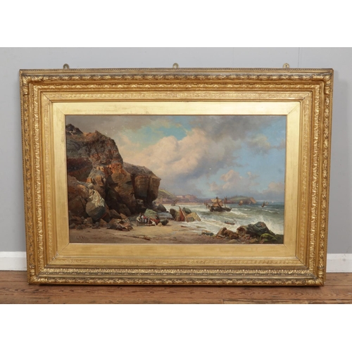 235 - Edward Henry Holder (1847-1922), a large gilt framed oil on canvas, coastal landscape, Scarborough, ... 