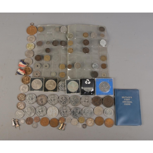 161 - Two George III cartwheel pennies; one and two pence, together with a collection of world coins, toke... 