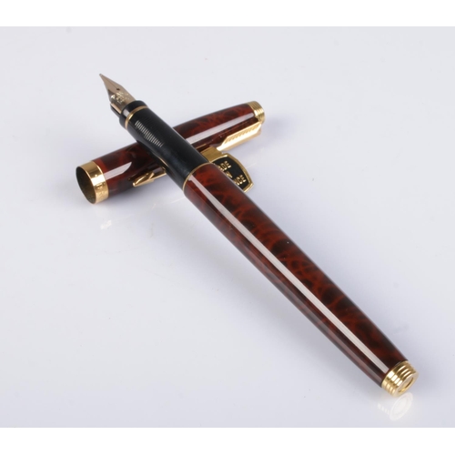 a-cased-parker-75-fountain-pen-in-thuya-lacquer-with-gold-trim-and