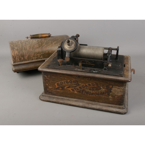 An Edison Standard Phonograph in oak case