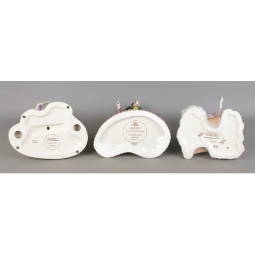 16 - Three Franklin Mint figures designed by Manabu Saito, 'Yoshiko', 'Princess of the Plum Blossoms' and... 