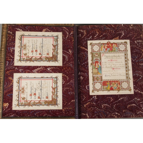 57 - A Victorian Holy Bible containing the Old and New Testaments featuring gilt page edges, published by... 