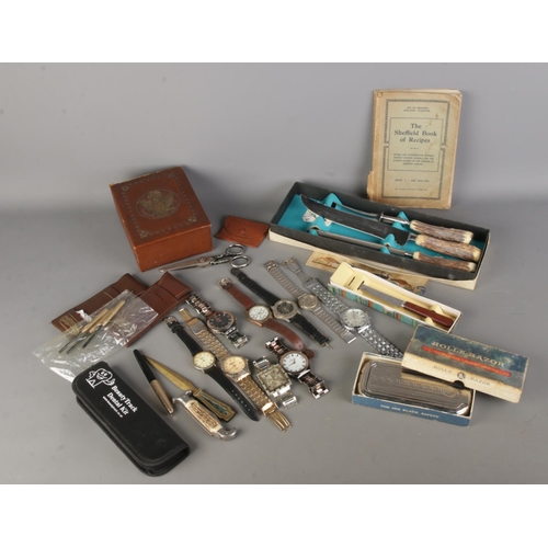 117 - A quantity of collectables; Including quartz wristwatches, Citron, Orlando, Gasideno, Reflex etc alo... 