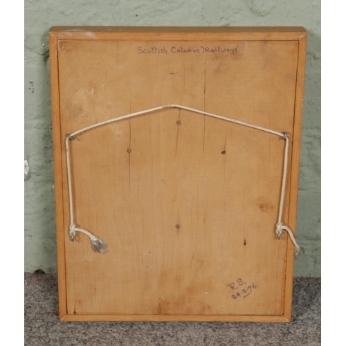 73 - A Scottish Caledonian railways star wagon registration plate 'C.R.Co 25455A Dec 1913'; mounted on a ... 