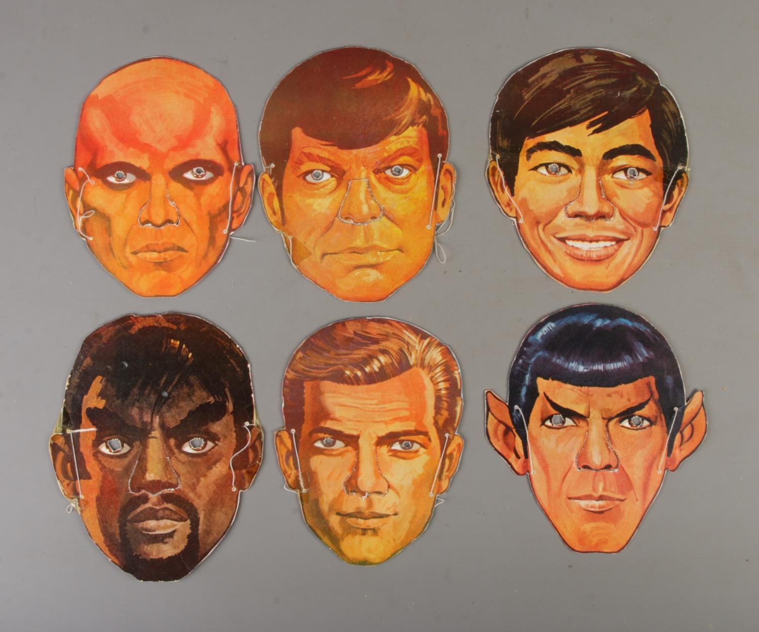 A complete set of six 1971 Star Trek cardboard face masks originally ...