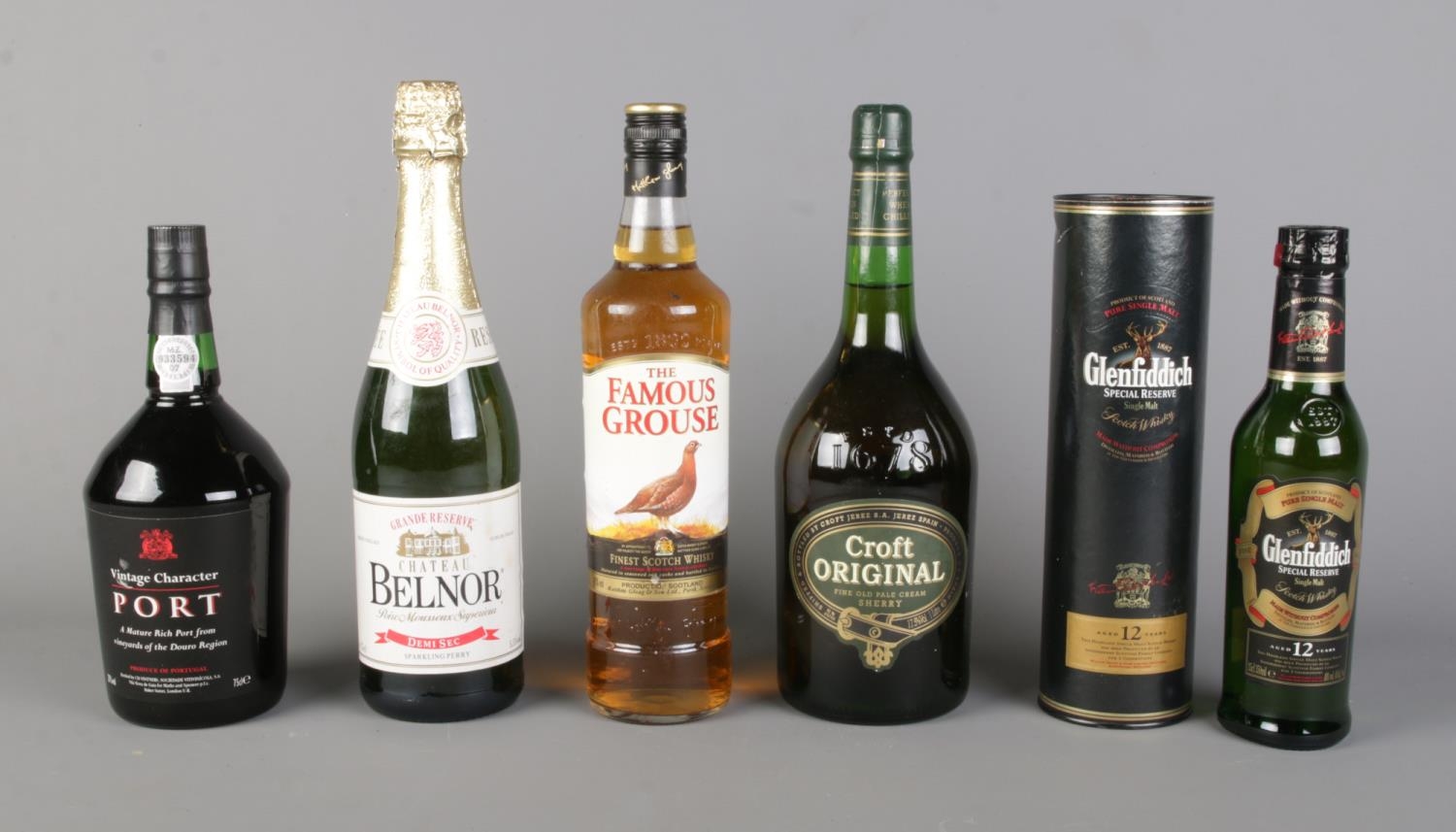 An assortment of sealed bottled alcohol; Boxed Glenfiddich Special ...