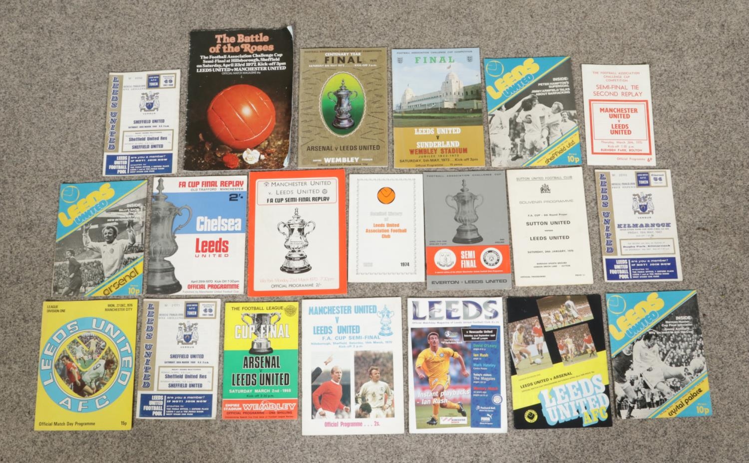 A collection of Leeds United football programmes, to include several ...