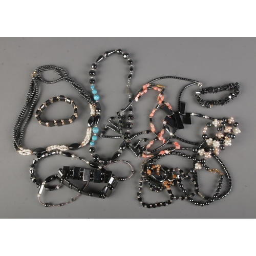 52 - A small selection of Hematite costume jewellery.