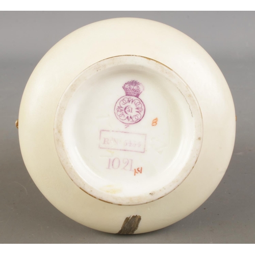 494 - A 19th century Royal Worcester twin handled vase with hand painted owl to the front, by Charley Bald... 