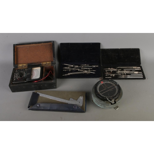 120 - A World War 2 Air Ministry Type P.8m aircraft compass along with a small collection of precision mea... 