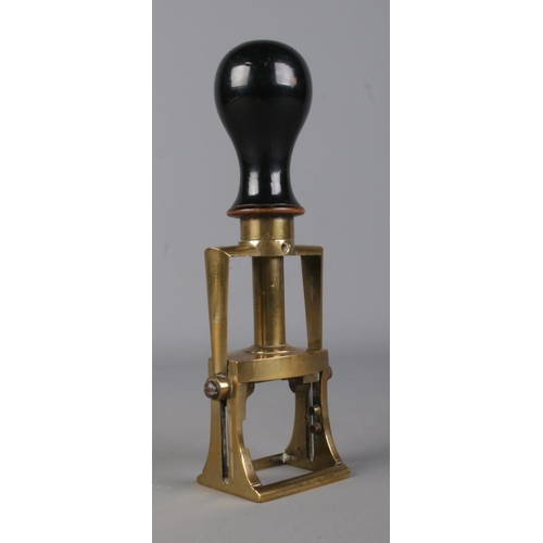 21 - A late Nineteenth/early Twentieth century brass inkpad/desk stamp, for 'Maker J. Gillingham, Chard, ... 