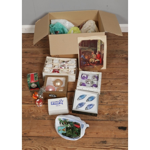 170 - A box of assorted Christmas baubles to include Hallmark Keepsake 1990 St. Lucia from the Gift Bringe... 