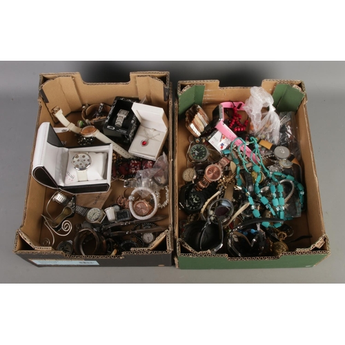 273 - Two boxes of collectables consisting mainly of costume jewellery and watches; Including Lorus, Softe... 