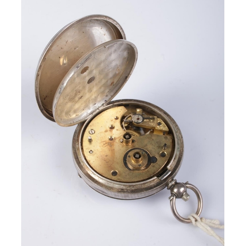 438 - A George V silver cased pocket watch; the white face having Roman Numeral markers and subsidiary sec... 