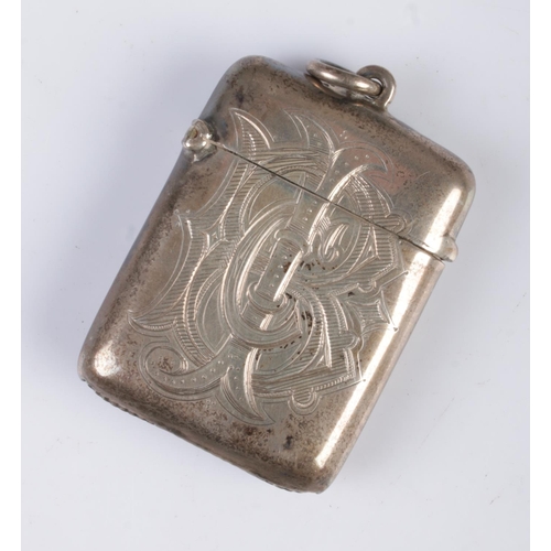 447 - An Edwardian silver vesta case featuring monogram to one side and engraved Royal Navy crown and anch... 
