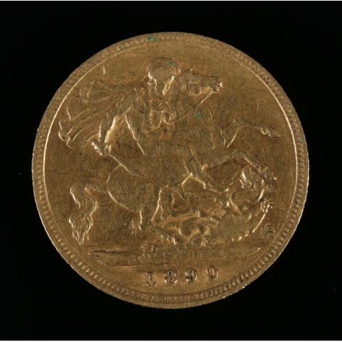 449 - A Victorian half sovereign dated for 1899. 4g.