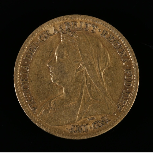 449 - A Victorian half sovereign dated for 1899. 4g.