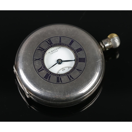 460 - A George VI JW Benson silver half hunter pocket watch assayed Birmingham 1931.