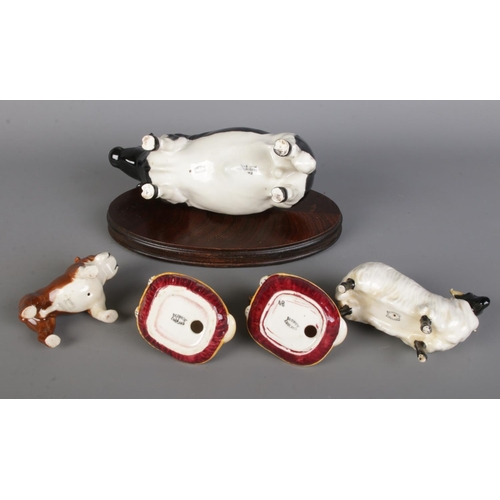 7 - A quantity of Beswick porcelain animal figures; A Beswick Champion Friesian bull, a Beswick Bosun Bu... 