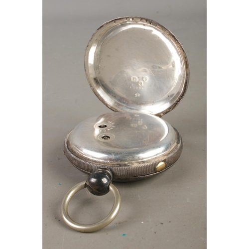 476 - A Victorian silver Patent Lever Chronograph open face pocket watch featuring Roman numeral markers, ... 