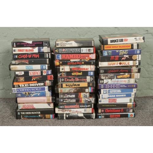 127 - A good collection of horror and action VHS Tapes to include Scrubbers, Taxi Driver, Scarface, The Ra... 