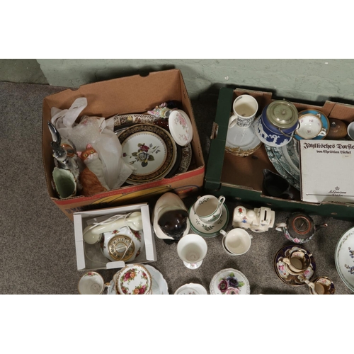 149 - Three boxes of assorted ceramics; Including a collection of Royal Albert Old Country Rose, Royal Wor... 