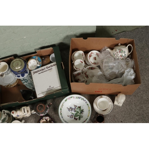 149 - Three boxes of assorted ceramics; Including a collection of Royal Albert Old Country Rose, Royal Wor... 