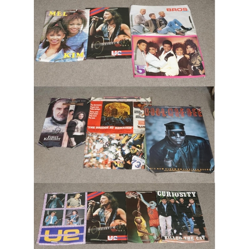151 - A collection of mainly promotional music posters, by Anabas. To include U2 and Bono, Bros, 5 Star, M... 