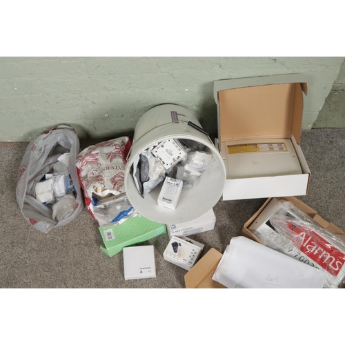 164 - A collection of electrical related equipment/items to include plug sockets, coak sockets, dimmer swi... 