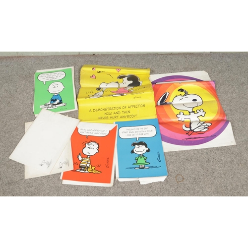 178 - A small collection of Snoopy themed Hallmark Cards occasional cards with two posters