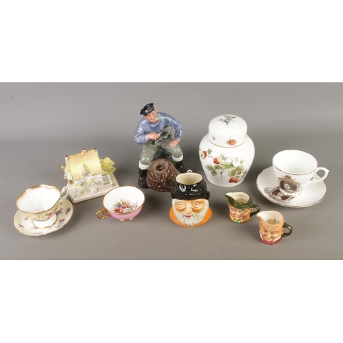 63 - A quantity of assorted ceramics to include Coalport Strawberry ginger jar, Royal Doulton Lobster Man... 