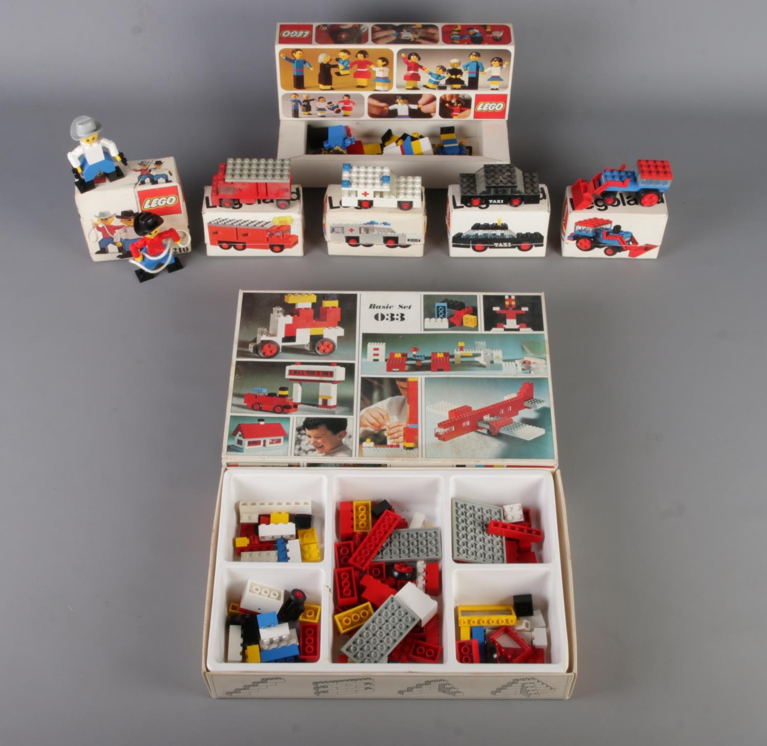 An assortment of vintage Lego in original boxes; Including Legoland ...