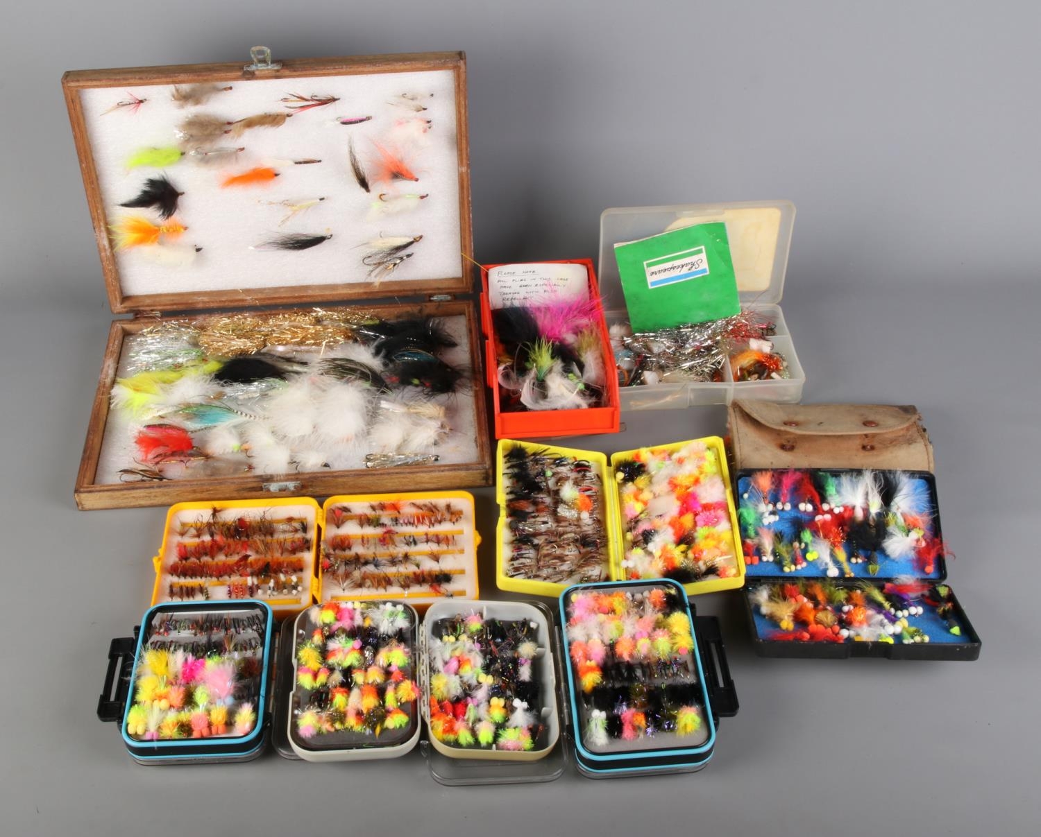 A good collection of fly fishing flies housed in ten cases to include ...