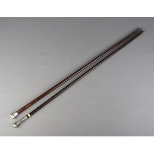Two vintage walking canes to include silver mounted example hallmarked ...