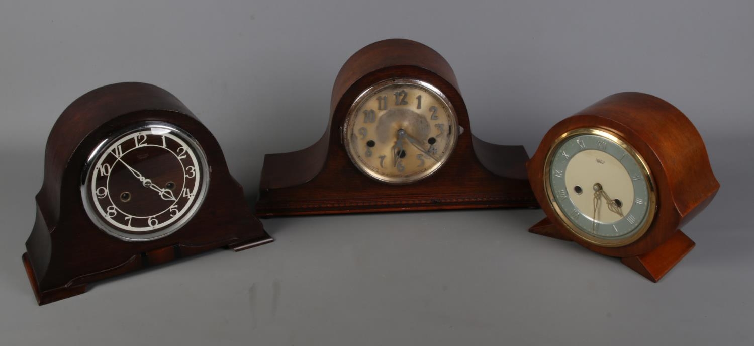 Three vintage mantle clocks to include two 1950's Smiths Enfield examples.
