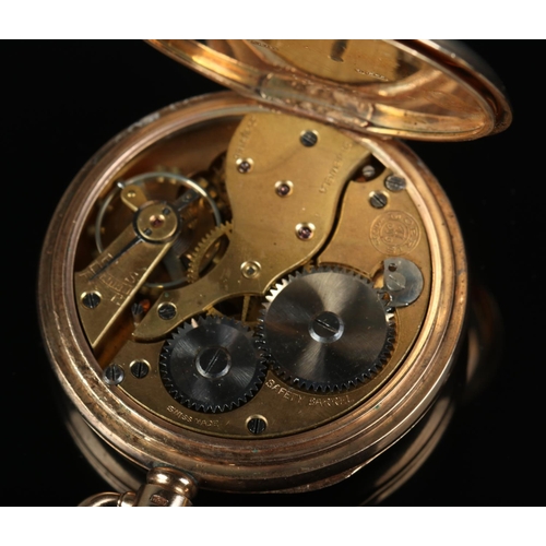 A 9ct gold pocket watch with roman numeral dial and subsidary seconds ...
