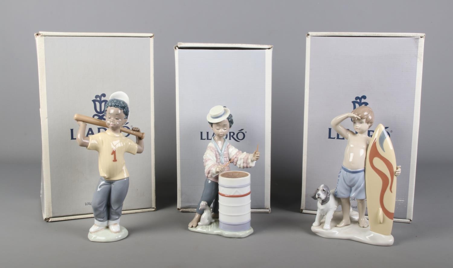 Three boxed Lladro figurines titled 'Next A Ball' 'Caribbean Rhythm ...